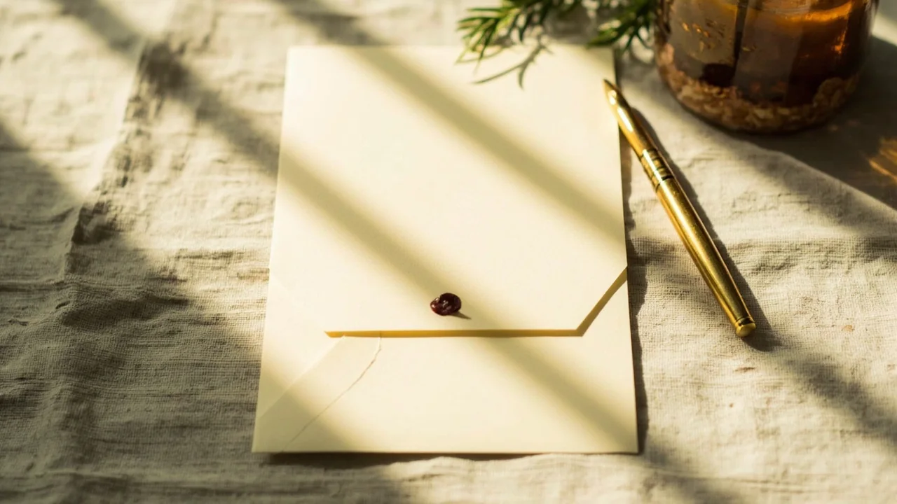 A referral-code card mock on a calm surface